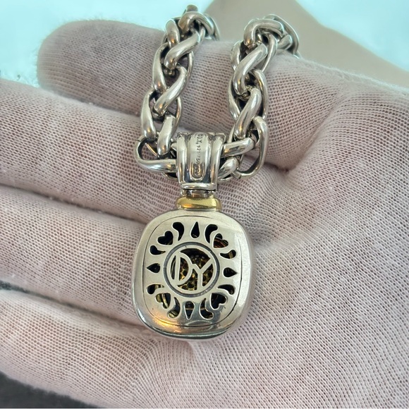 David Yurman 925 & 14k Gold XL Albion Pendant Necklace with Diamonds 16.5" - Picture 6 of 11